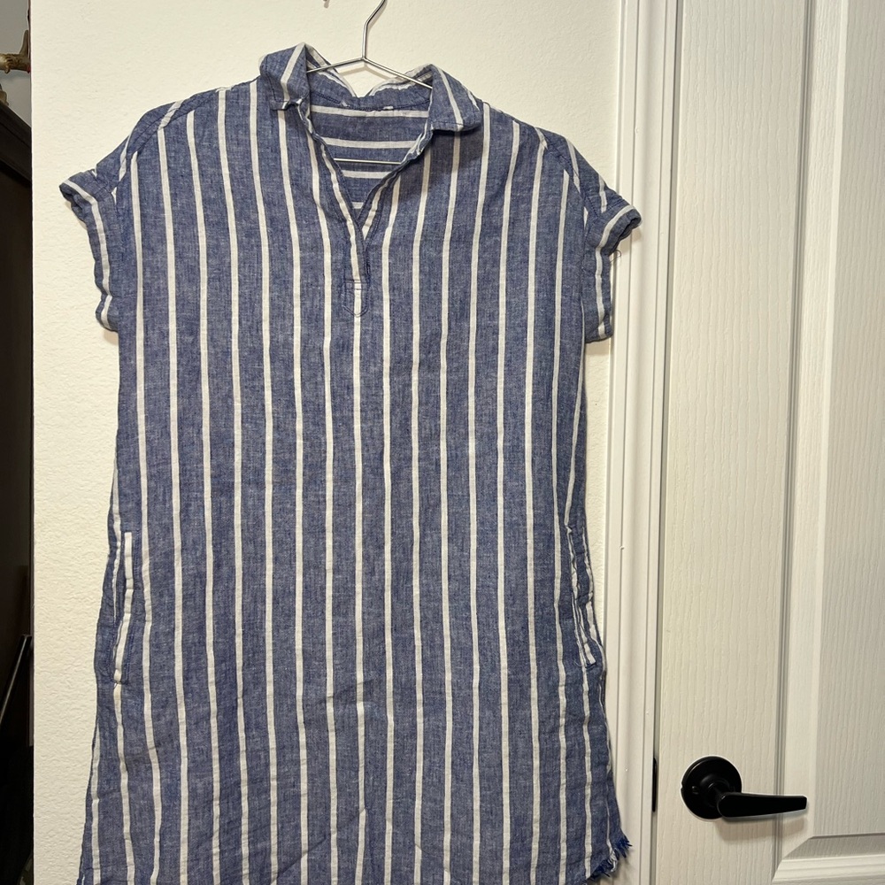 Blue and White Striped Dress
